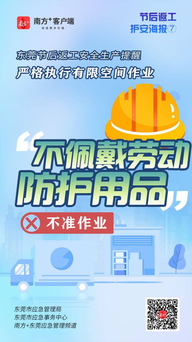 （應(yīng)急）安全生產(chǎn)護航海報⑦@東莞有限空間企業(yè)，嚴(yán)格執(zhí)行作業(yè)“七個不準(zhǔn)”  南方+ 何建文 制圖
