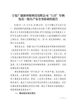 寧夏廣盛源環(huán)?？萍加邢薰尽?.15”車輛傷害一般生產(chǎn)安全事故調(diào)查報告